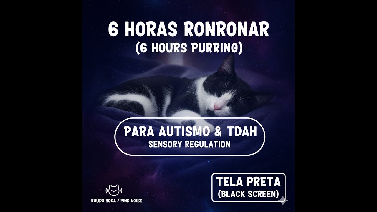 6H Ronronar de Gato para TDAH e Autismo (Tela Preta) 🐈 Cat Purring for Sensory Regulation & Sleep