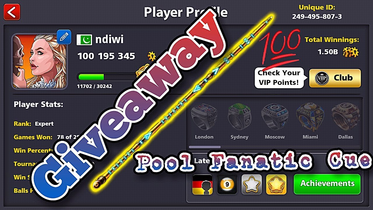 100M ACCOUNT+POOL FANATIC CUE| 8 BALL POOL GIVEAWAY|