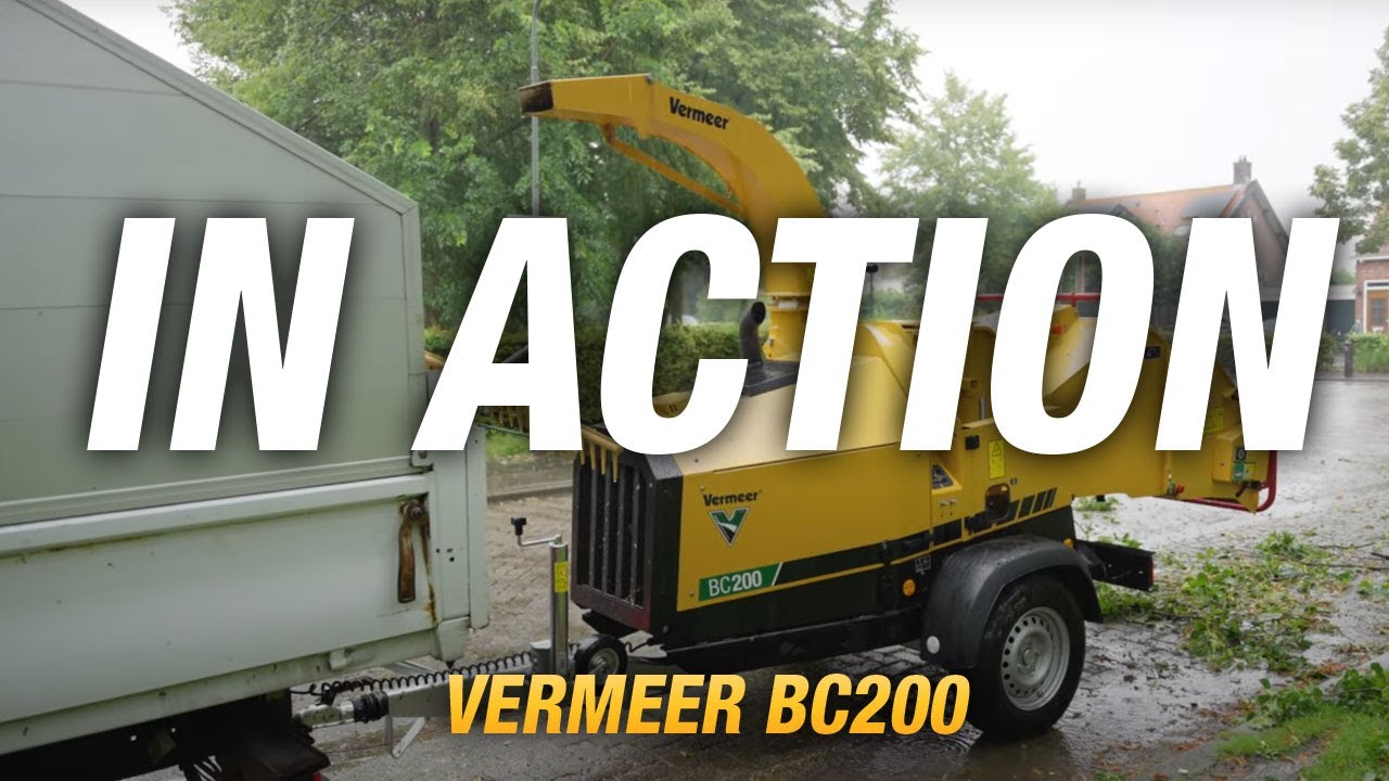 The Vermeer BC200 brush chipper in action