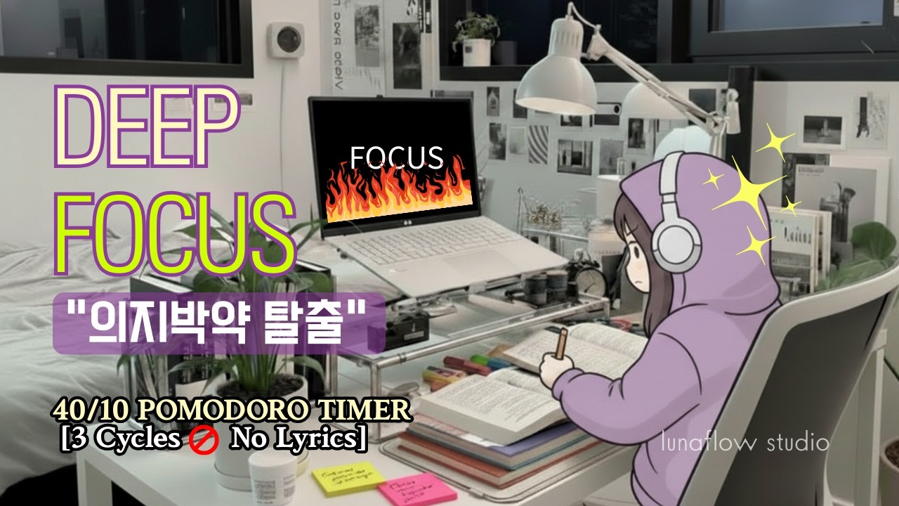 ⏱️뽀모도로 집중 음악 | 2시간 공부가 순삭🧠 Study Timer (3 Cycles) · Deep Focus (2.5 Hours, No Lyrics)