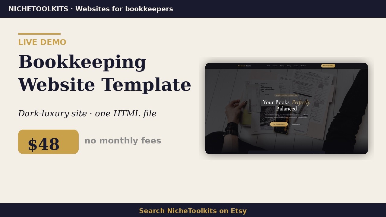 Bookkeeping Website Template &mdash; Full Demo | Dark Luxury Site, No Monthly Fees
