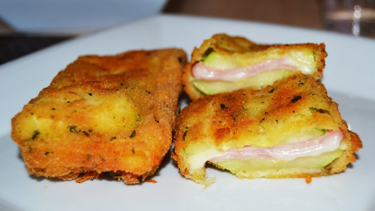 Breaded Zucchini with Ham & Cheese - Easy Breaded & Fried Zucchini Recipe