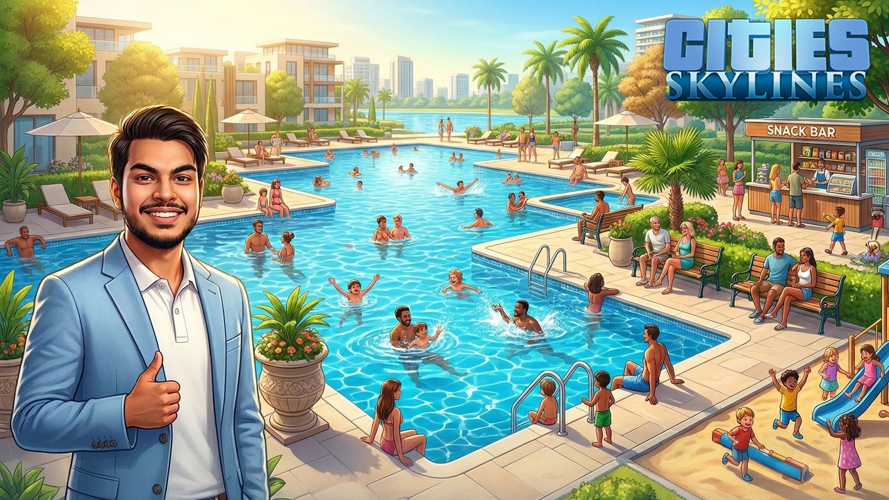 I Built a Community Swimming Pool in Cities: Skylines | Khelbabu Simulation