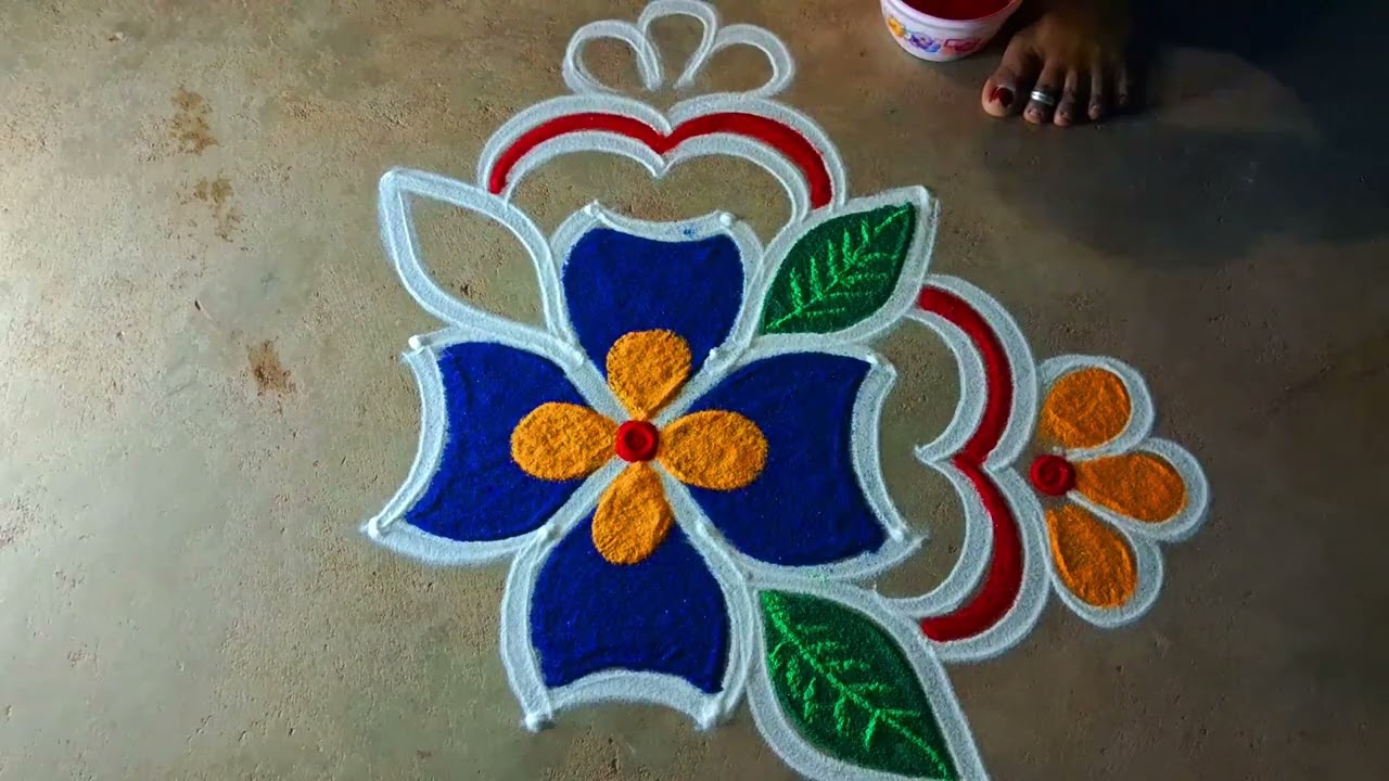 Aadivelli🌻special rangolikolam4*2*2🌻Easy & simple flowers kolam🌻pandaga muggulu@kanishcreatives