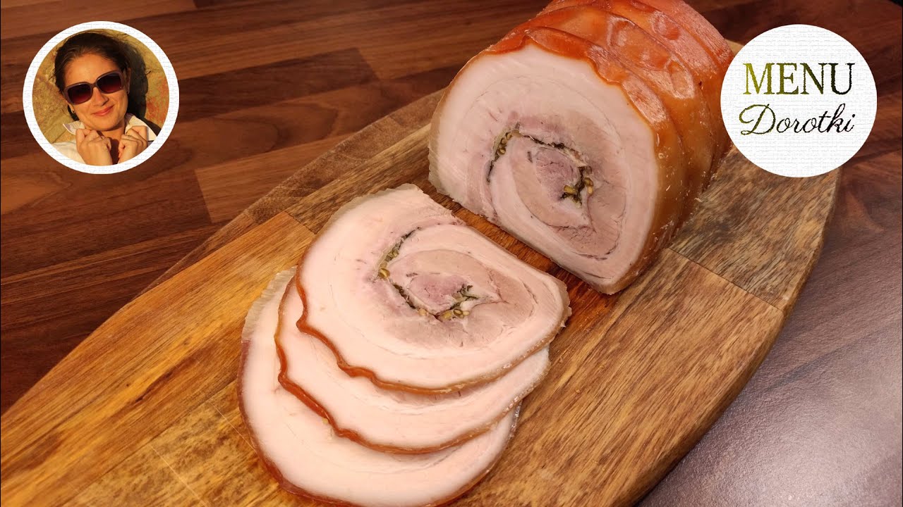 Boczek zawijany i pieczony w piekarniku. Rolada z boczku pieczona ze skórą. Przepis MENU Dorotki.