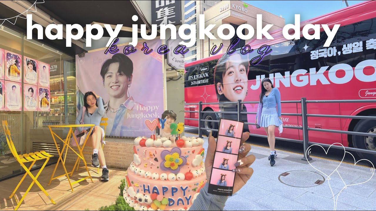 korea 🇰🇷 vlog: cup sleeve event/cafe hopping for BTS' JUNGKOOK's birthday ☕🍰🎈 | heymisstatj
