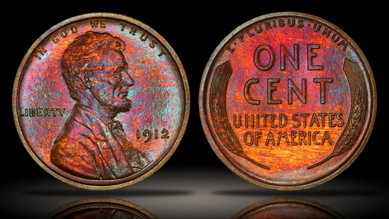 1912 Matte Proof Lincoln Cent PCGS PR65RB Spectacular Colors!