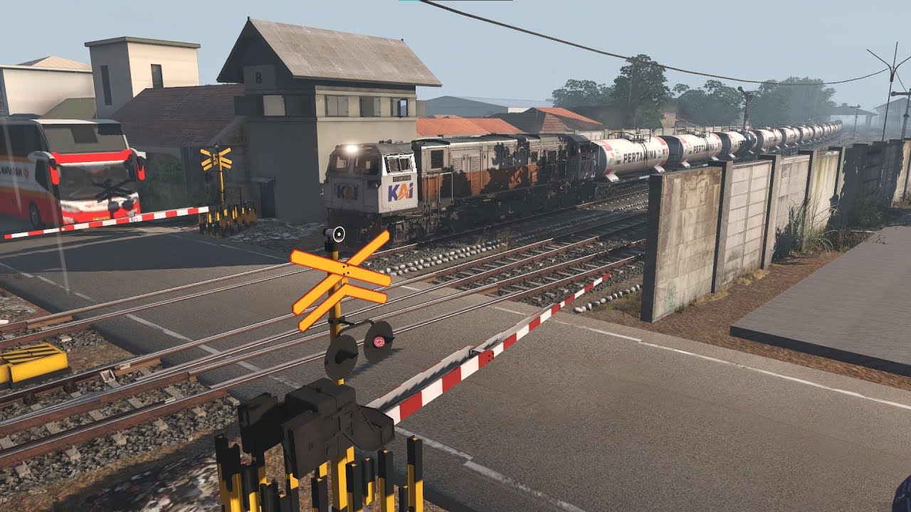 Railroad Crossing Indonesia Perlintasan Kereta JPL 60 A Sidoarjo KA Ketel Pertamina