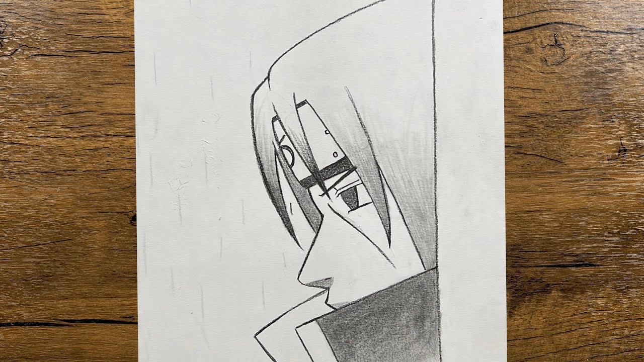 How to draw itachi uchiha step-by-step