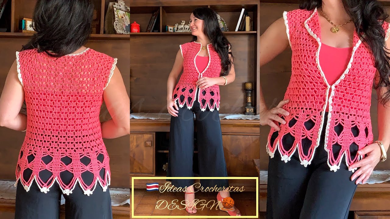 CHALECO TEJIDO A CROCHET En una pieza 👍para todas las tallas 👍