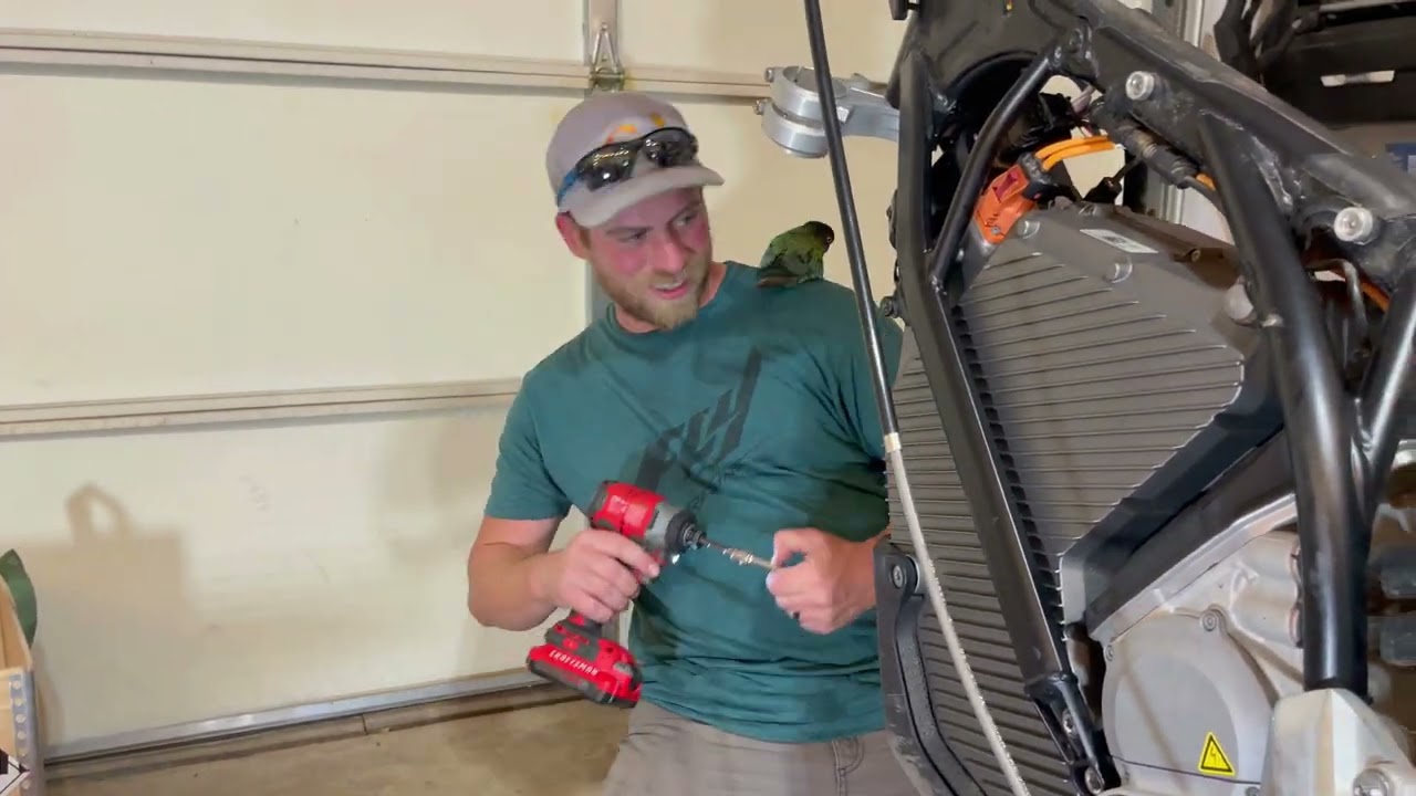 Warranty battery replacement for our Stark Varg. Bird for moral support