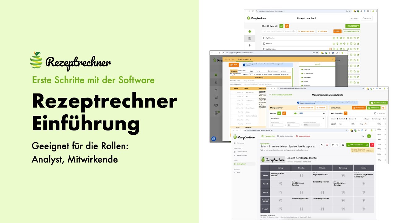 Rezeptrechner Software | Einführung