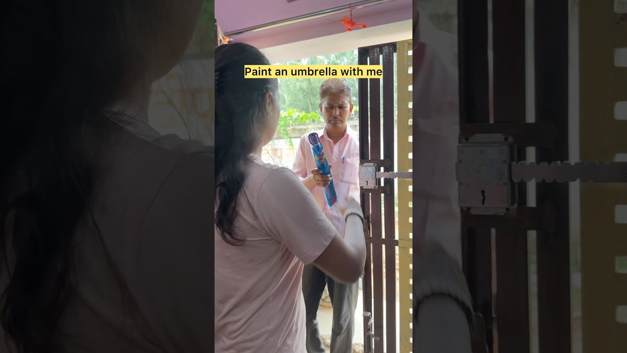 Painting an umbrella #monsoon #rain #papa #painting #diy #garden #trending #father #umbrella #shorts
