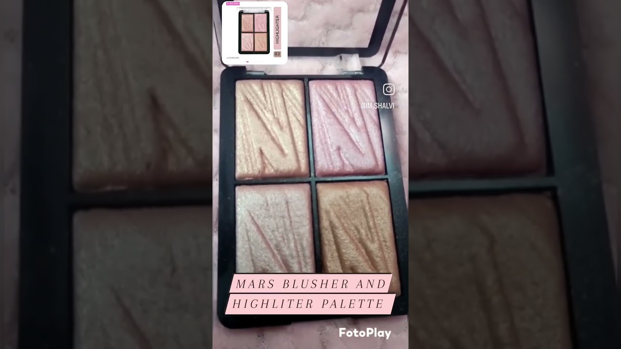 4 Shade Shimmery Face Illuminator Blusher and Brick Highlighter Palette