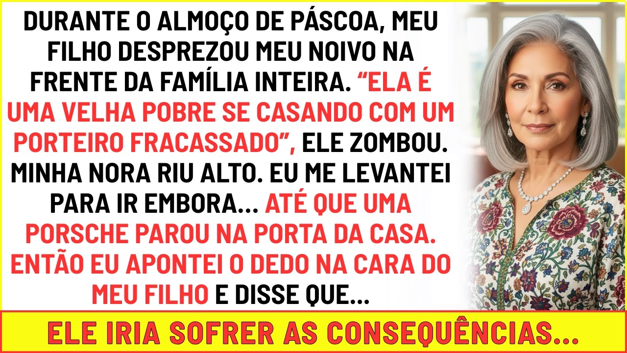 No almoço de Páscoa meu filho humilhou a mim e ao meu noivo que é porteiro… até uma Porsche chegar e