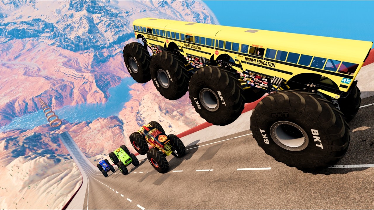 Epic High Speed monster trucks Cars Jump & Crash #74 in BeamNG Drive