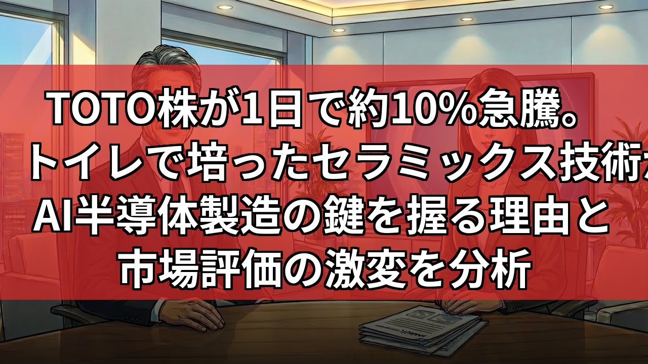 【特集】TOTO株が10%急騰！トイレメーカーが「AI半導体の主役」へ激変した理由と利益率40%の衝撃