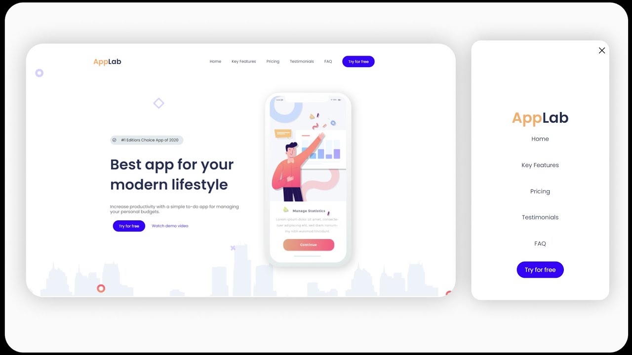 Making a simple landing page with HTML, SASS and JS