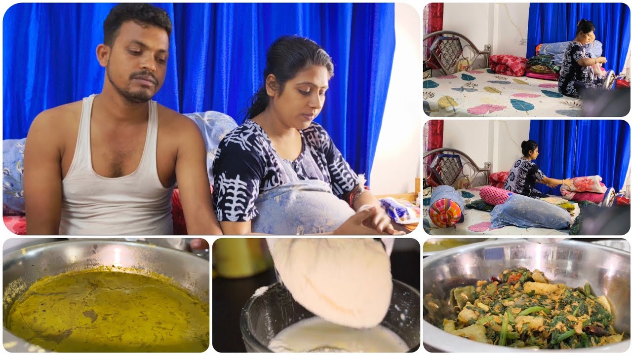 আমাদের এই ভাবে চলতে হয়। দুপুরে রান্না পালং শাক চিংড়ি মাছ সিম কপি দিয়ে ঘন্ট। সাথে ডাল 