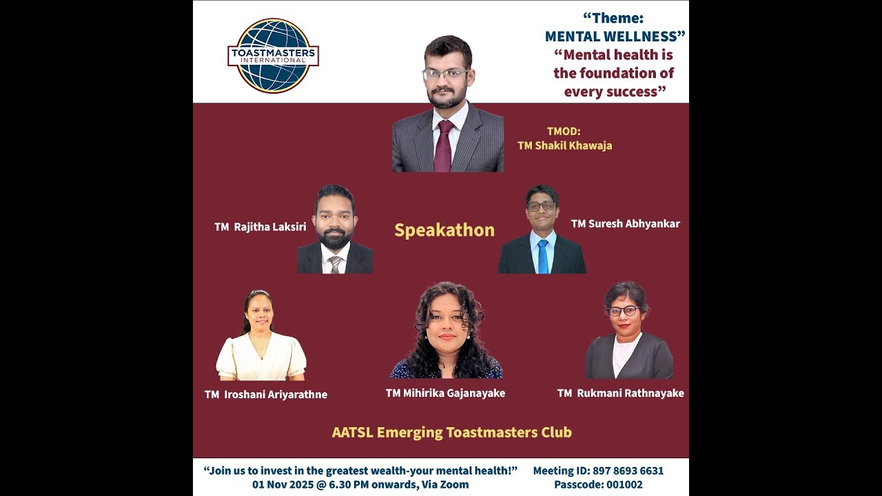 AATSL Emerging Toastmasters Club - 167th Meeting - 01.11.2025