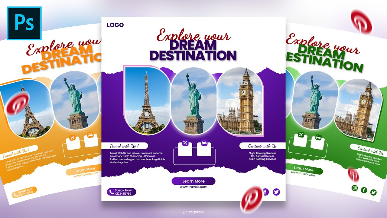 Travel Social Media Poster | Creative Poster Tutorial