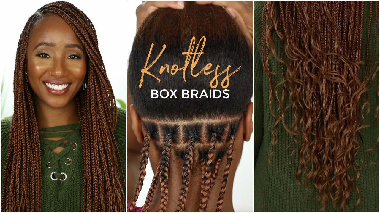 *NEAT* Knotless Box Braids on Yourself with Curly Ends and color
