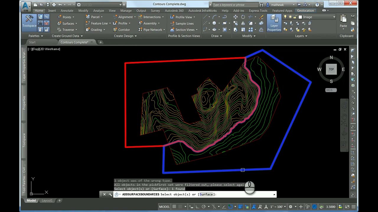Surface Contours Two Different Intervals