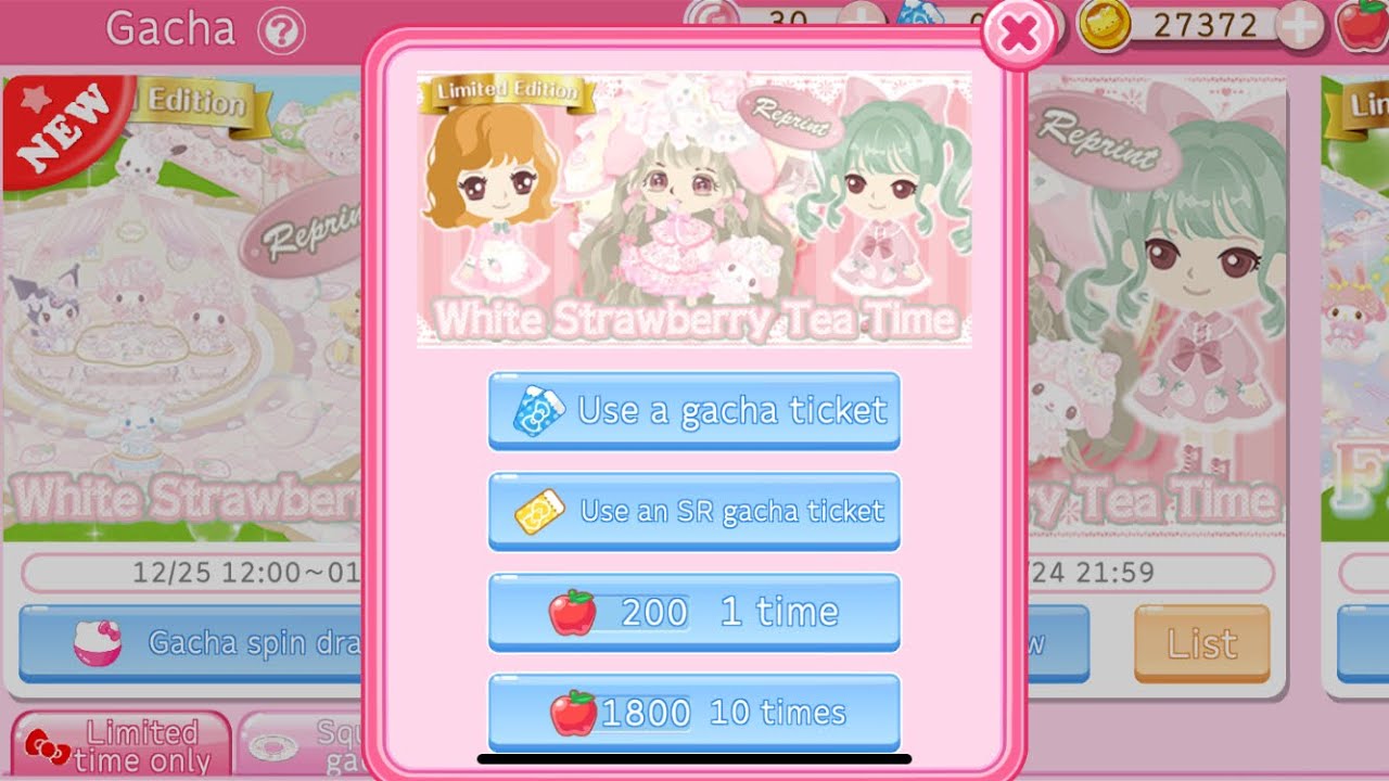 Hello Kitty World 2 open gacha 29 rolls : White Strawberry Tea Time #sanrio #hellokittyworld2