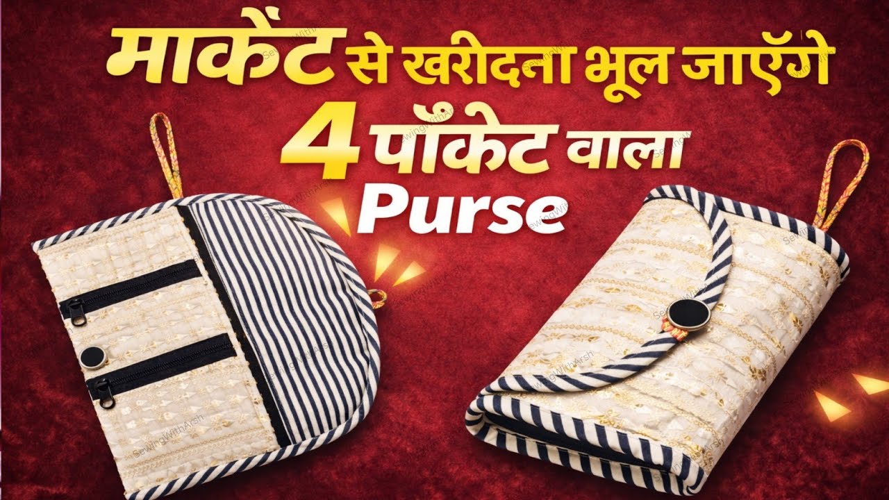 बची हुई कतरन से 4 पॉकेट वाला Multipurpose Purse | Market से खरीदना भूल जाएंगे