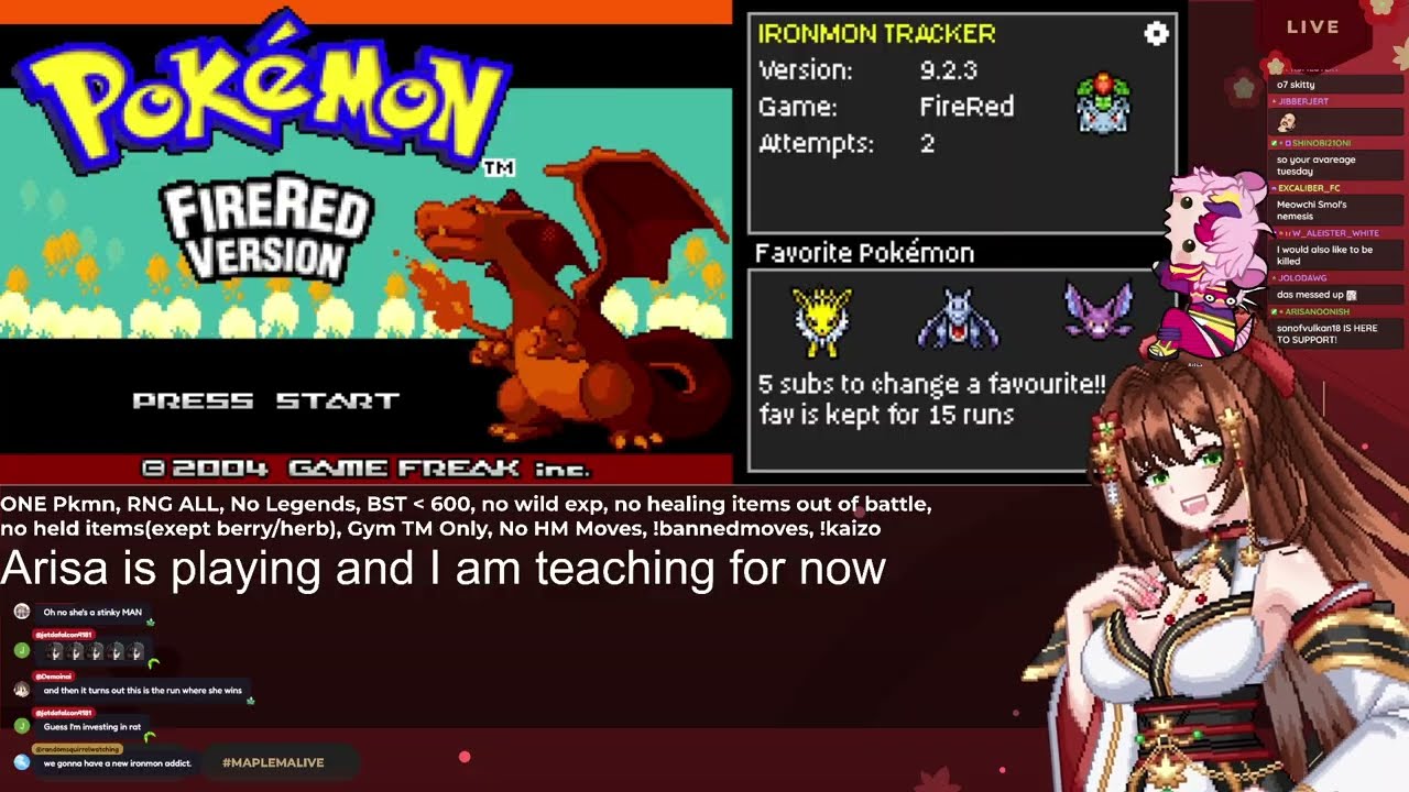 Teaching !kaizo Ironmon woooo to Arisa~ Jan 14 2026 Pokémon FireRed/LeafGreen