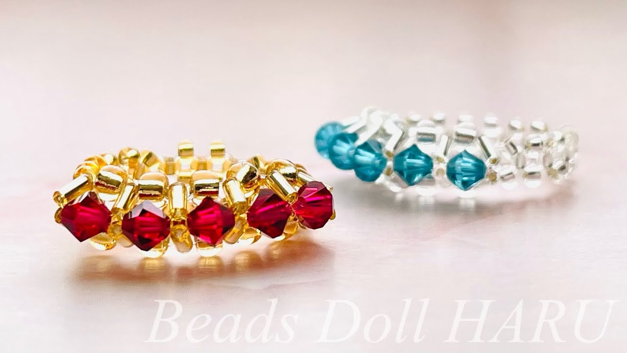 [154] 立て爪風ストレートラインビーズリング/gorgeous beaded ring/비즈반지/串珠