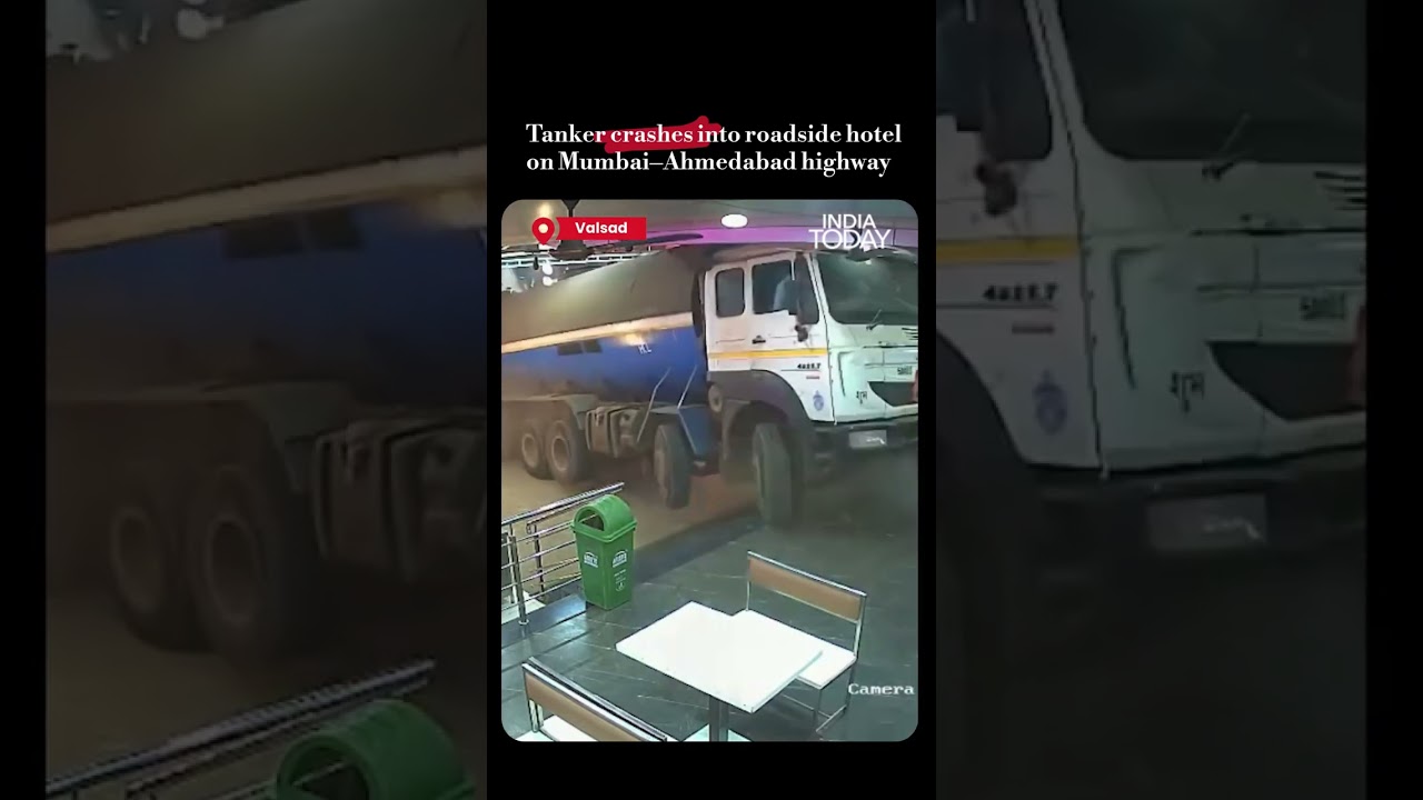 Tanker Crashes Into Hotel on #mumbai &ndash; #ahmedabad Highway; No Casualties Reported