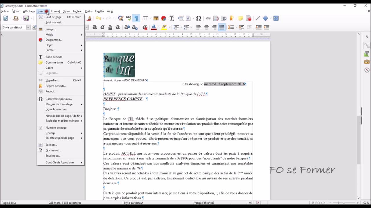 LibreOffice : Writer - utilisation de champ simple