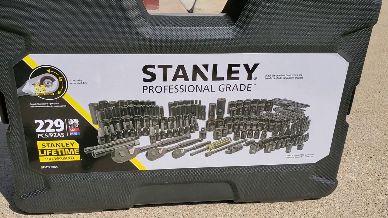 BEST !!!!STANLEY Professional Grade Black Chrome NEW Mechanics Tool Set (Socket Set-229 pieces)