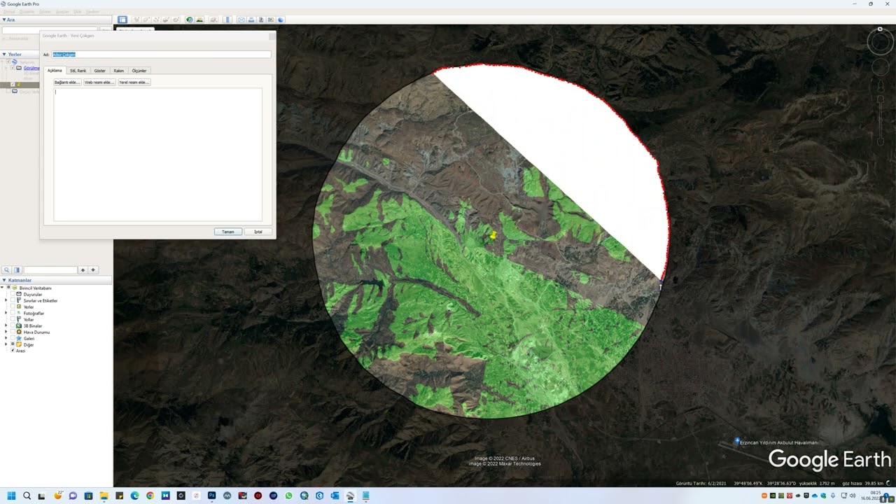 Google Earth ile Görünürlük Analizi Yapma ve Photoshop Yardımı İle Piksel Bazlı Alan Hesaplama