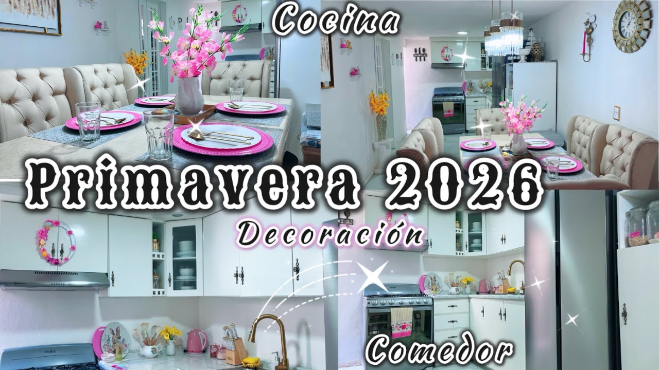 🌸🐇 Decore mi comedor y cocina de primavera// casa pequeña// Cindy en el hogar 