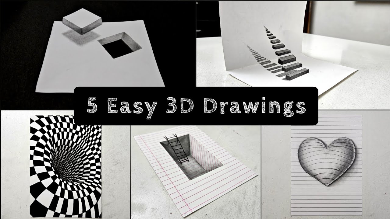 5 Beginner Friendly 3D Drawings - Step by step tutorial!