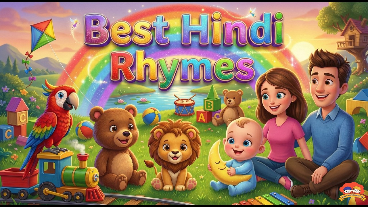 Best Hindi Rhymes 2026 - तोता, कालू मदारी, चंदा मामा, रेलगाड़ी | 10 Min Non-Stop | Kids Songs
