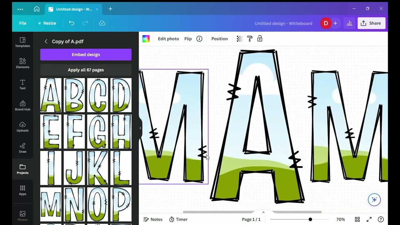 Tutorial Canva Template Frame Alphabet Doodle Letters and numbers by DoodleAlphabetArt | DIY project