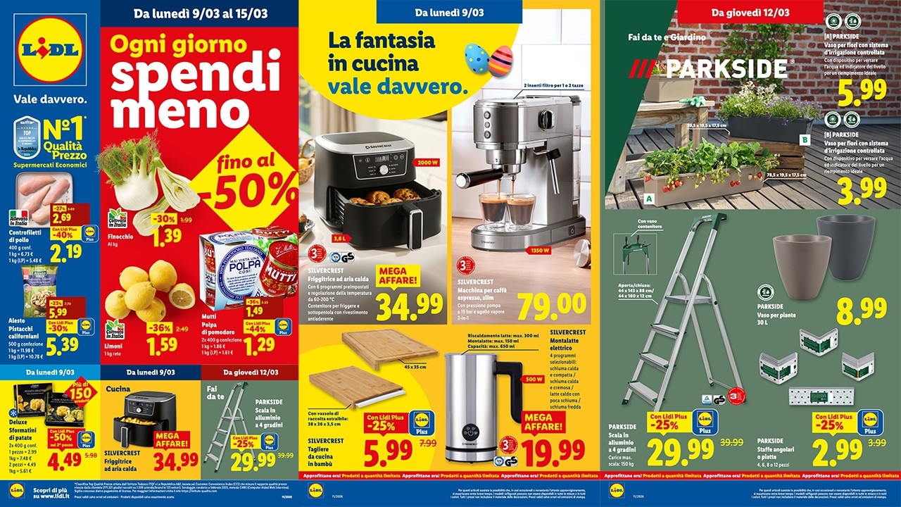 🛒 LIDL VOLANTINO dal 9 Marzo 2026 | OFFERTE CIBO  #parkside  🔨 SUPER SCONTI!