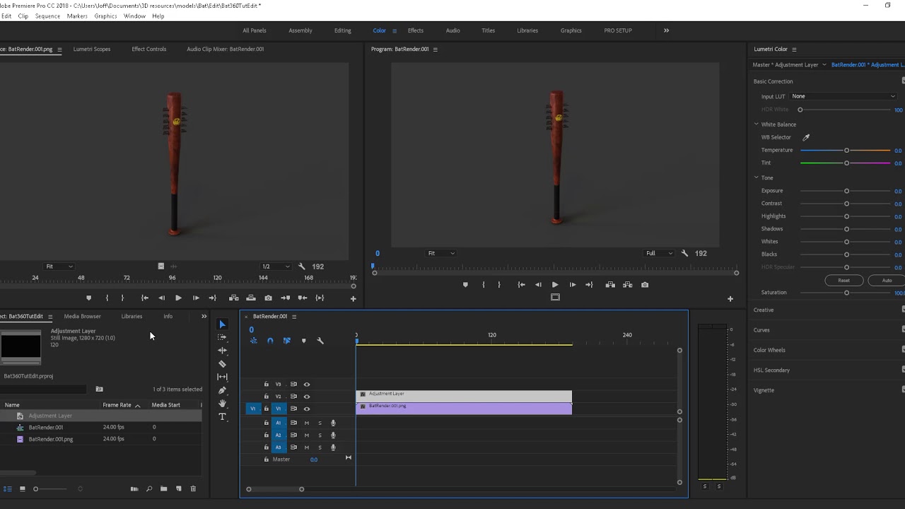 Exporting 360 turntable as video file using Premiere Pro