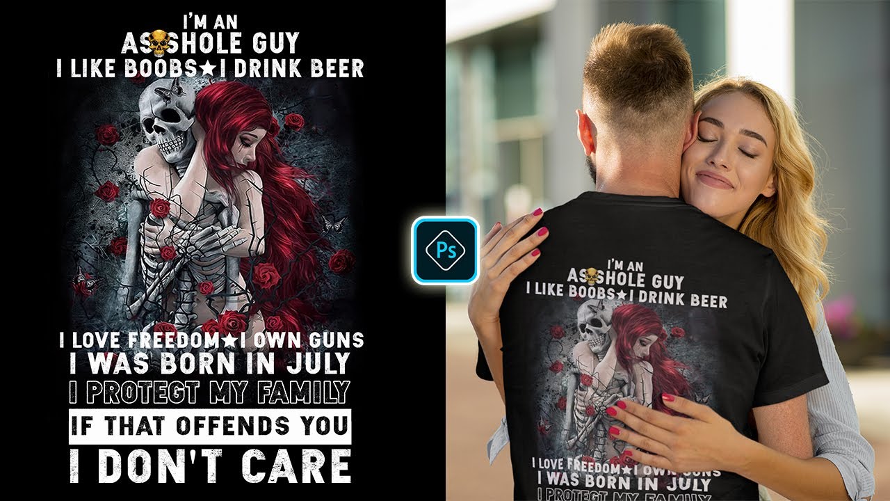 Skull T-Shirt Design For Gearlaunch In Adobe Photoshop Tutorial