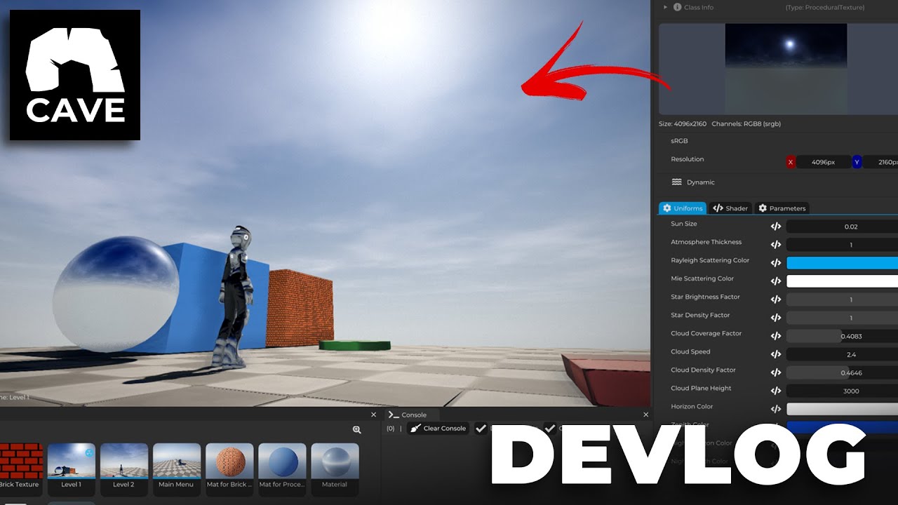 Cave Engine now have Procedural Sky + Textures (and its huge)
