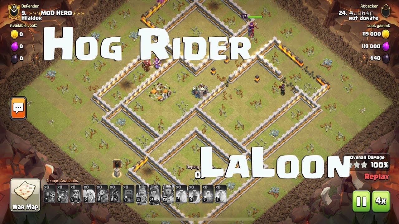 Hog Rider & LaLoon Smashing Town Hall 12 | Donate vs Hilaldor
