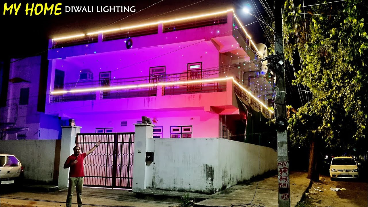 Diwali Light Decoration 🔥HOME❤️ #diwali #diwalilight #decoration