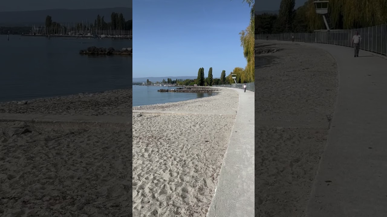 At the sandbeach of lake L&eacute;man #autumninswitzerland #lausanne walker