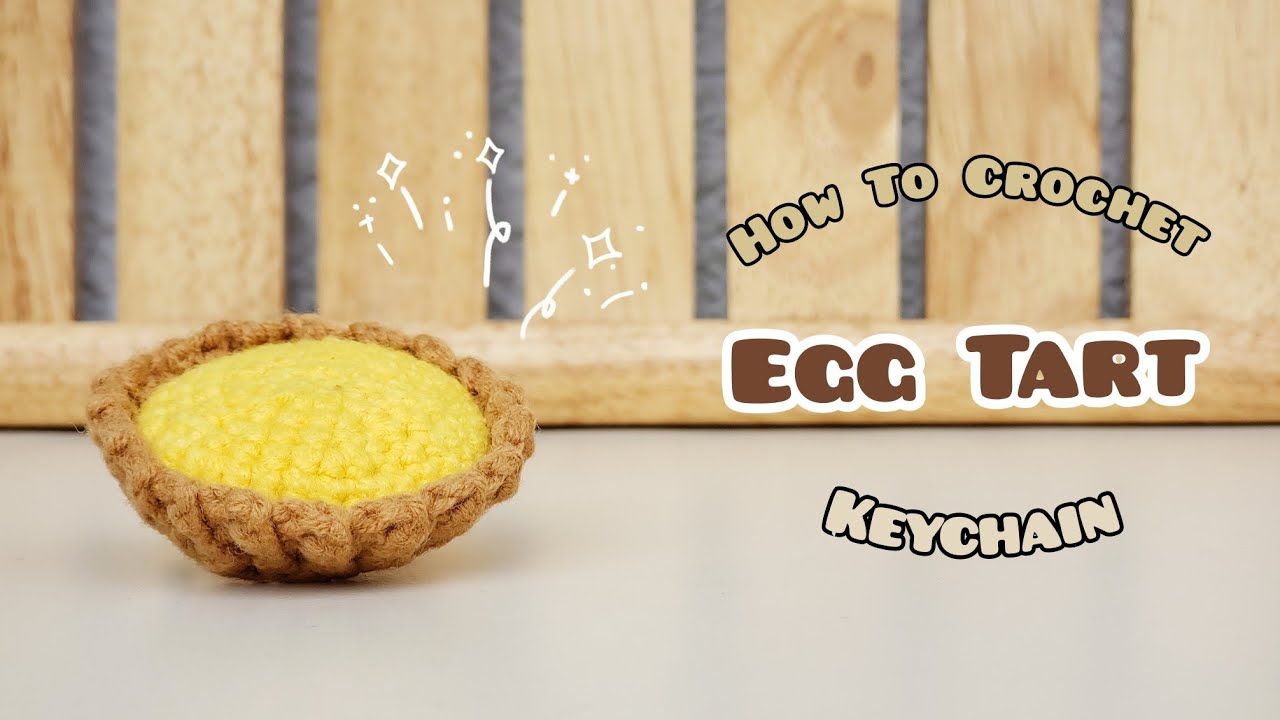 Crochet Mini Egg Tart Keychain | Amigurumi Tutorial | SpringDay DIY
