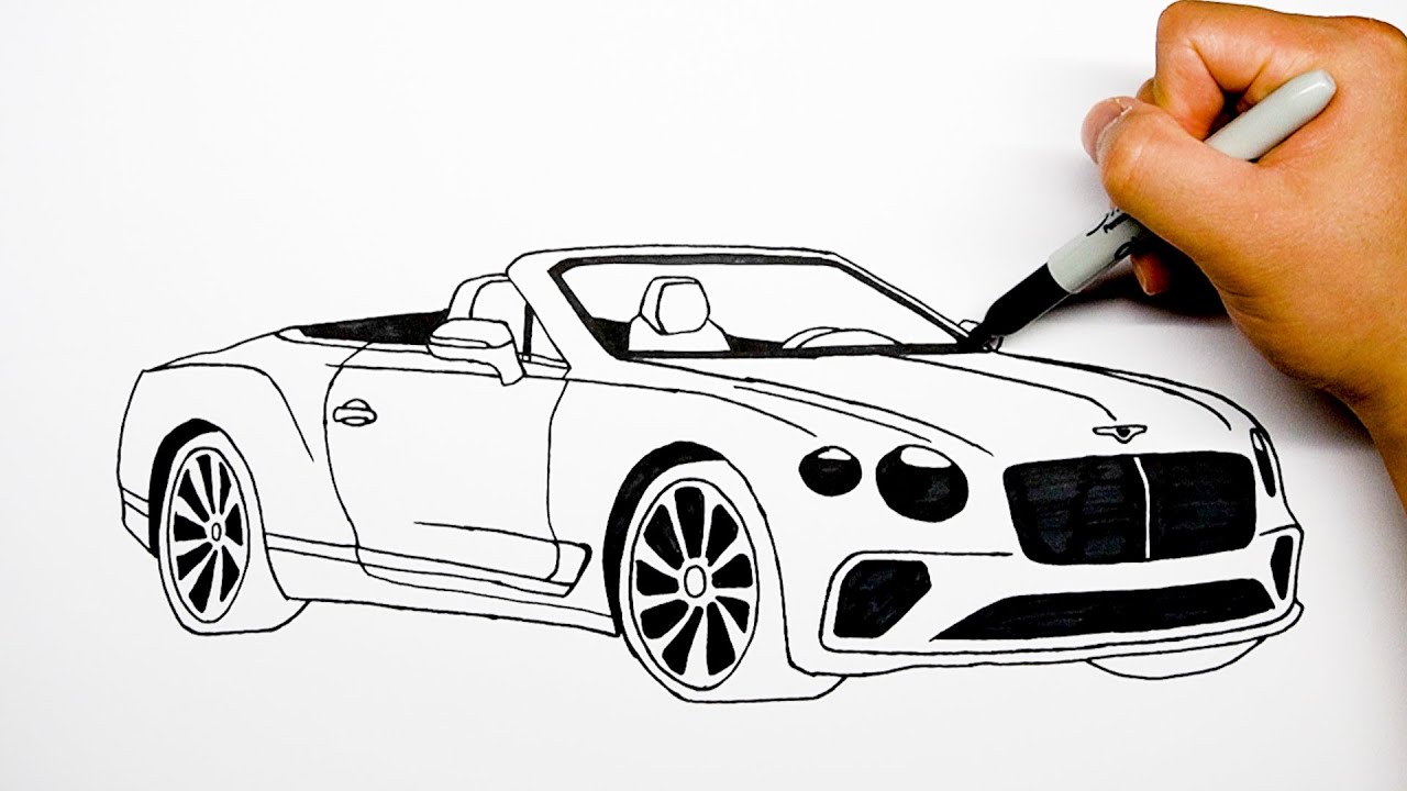 How to draw a car - Bentley Continental GT - Step by step