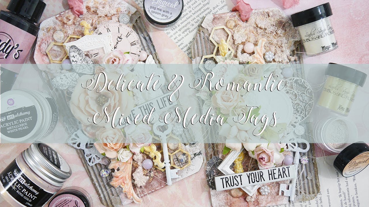 Delicate and Romantic Mixed Media Tags