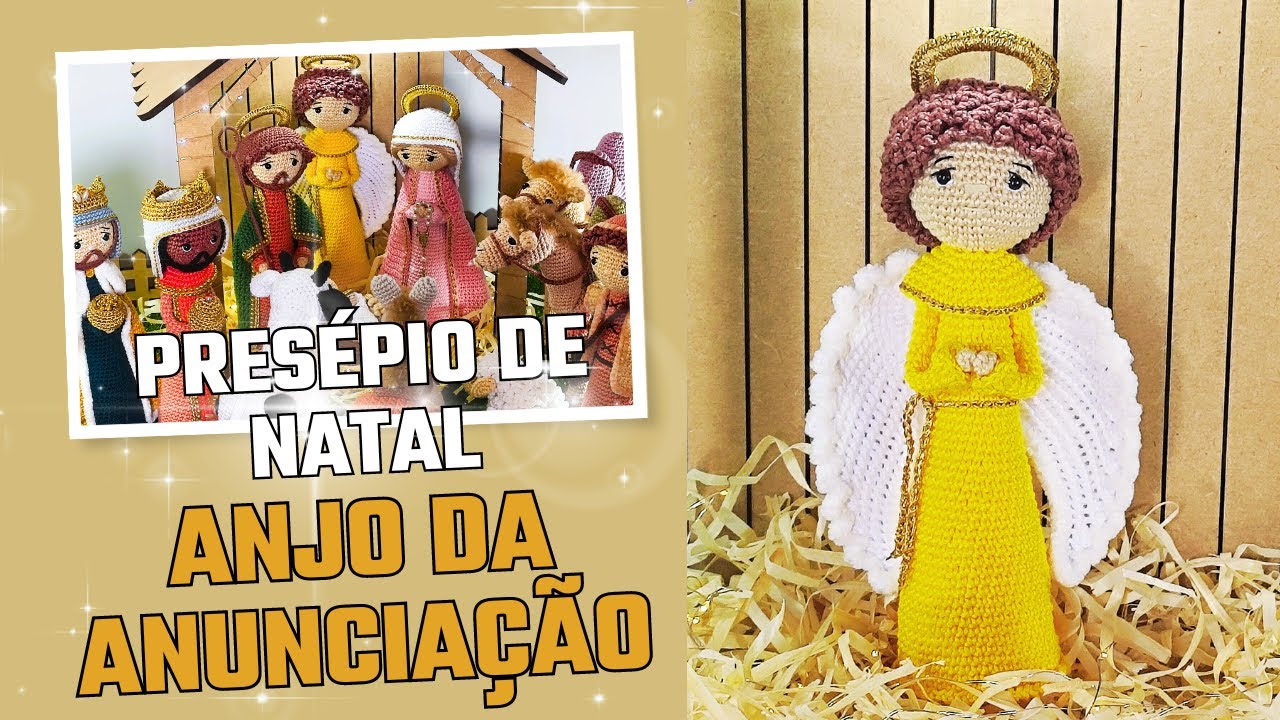 Anjo Gabriel Da Anunciação Presépio de Natal Santinho Amigurumi em Crochê